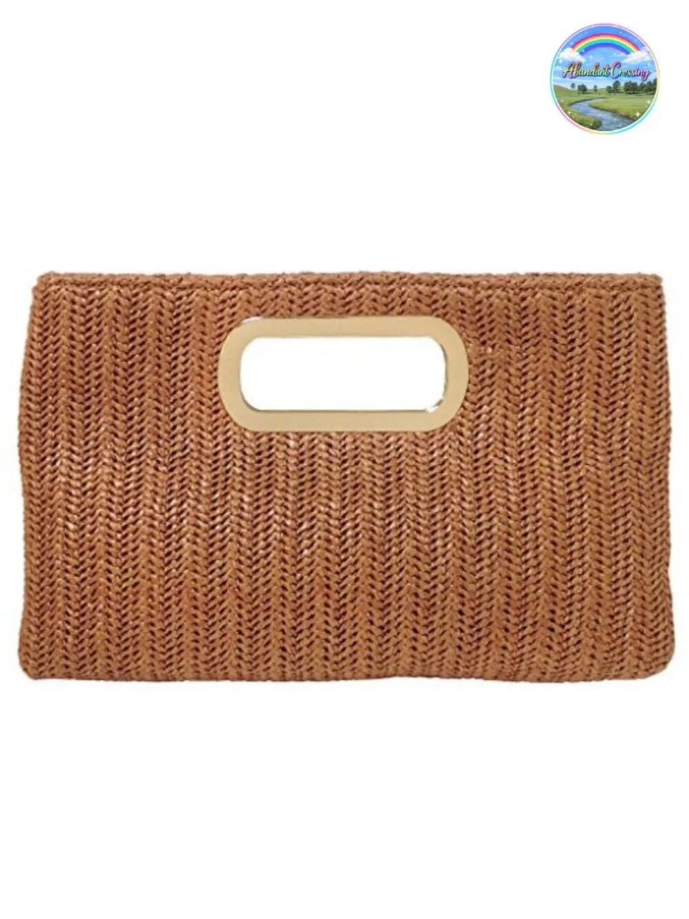 Woven Straw Clutch with Detachable Chain Strap